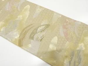アンティーク　地紙に花・古典柄織り出し袋帯（材料）